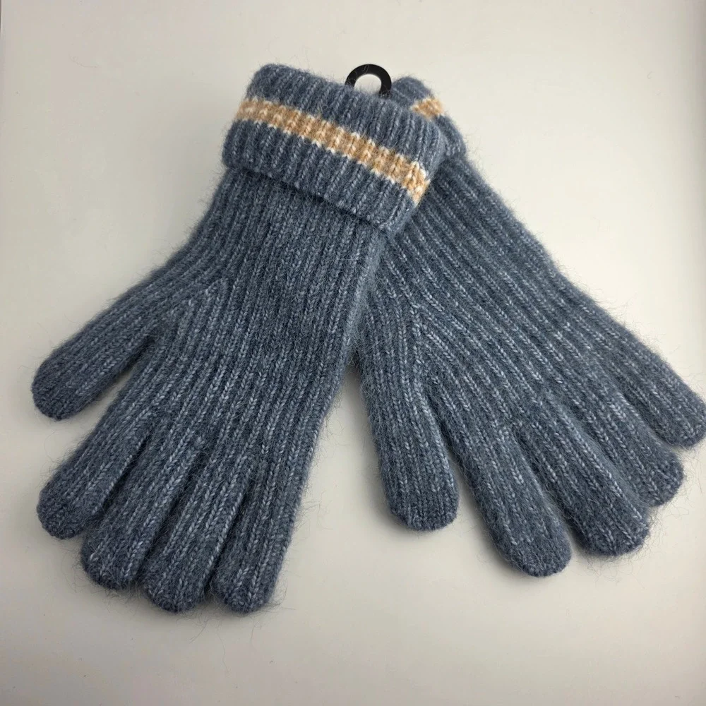 Time and Tru Striped Touchscreen Gloves Blue Winter Accessory‎